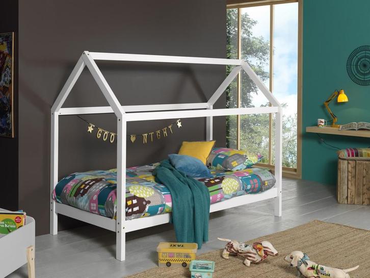 Dallas 1 huisbed - 90x200 - Wit, Kinderen en Baby's, Kinderkamer | Bedden