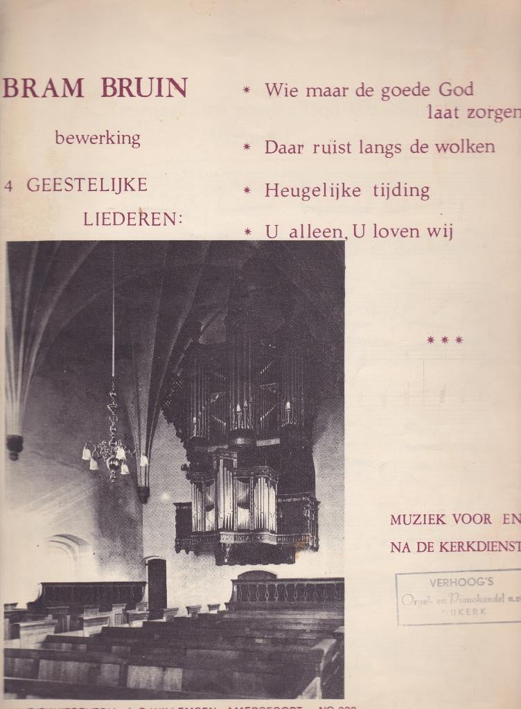 BRAM BRUIN - Bewerking 4 GEESTELIJKE LIEDEREN, Muziek en Instrumenten, Bladmuziek, Ophalen of Verzenden, Gebruikt, Artiest of Componist