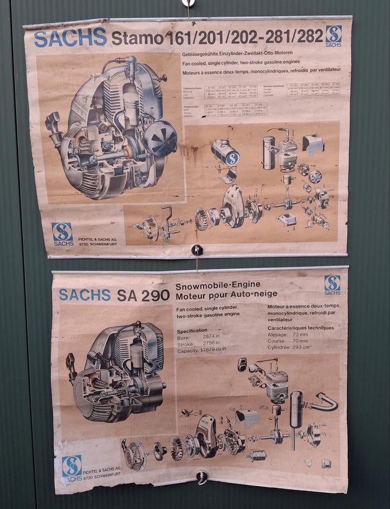 Sachs Stamo motorblok posters / dwarsdoorsnede, Ophalen of Verzenden, Zo goed als nieuw, Reclamebord