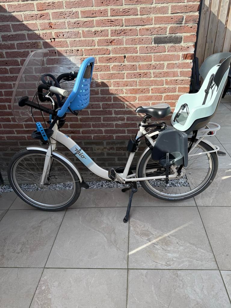 Giant Mio moederfiets met 2 kinderzitjes en windscherm, Fietsen en Brommers, 2 zitjes, Gebruikt, Dubbele standaard, 50 tot 53 cm