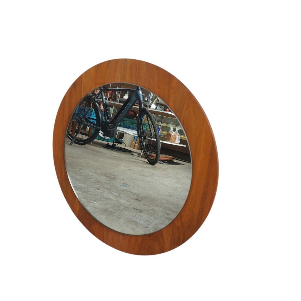 Vintage ronde spiegel, Ophalen, Rond, 50 tot 100 cm, Minder dan 100 cm