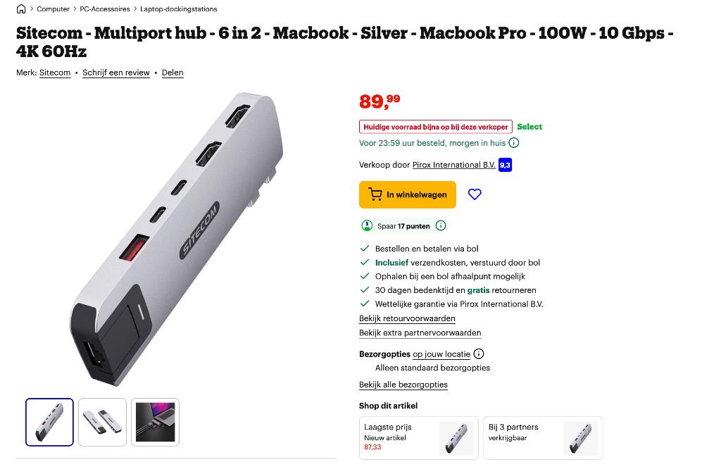 Sitecom multiport hub 6 in 2, Computers en Software, Dockingstations, Nieuw, USB-hub, Laptop, Verzenden