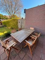 Tuinset met houten tafel, 6 zitplaatsen, Ophalen of Verzenden, Zo goed als nieuw, Tuinset