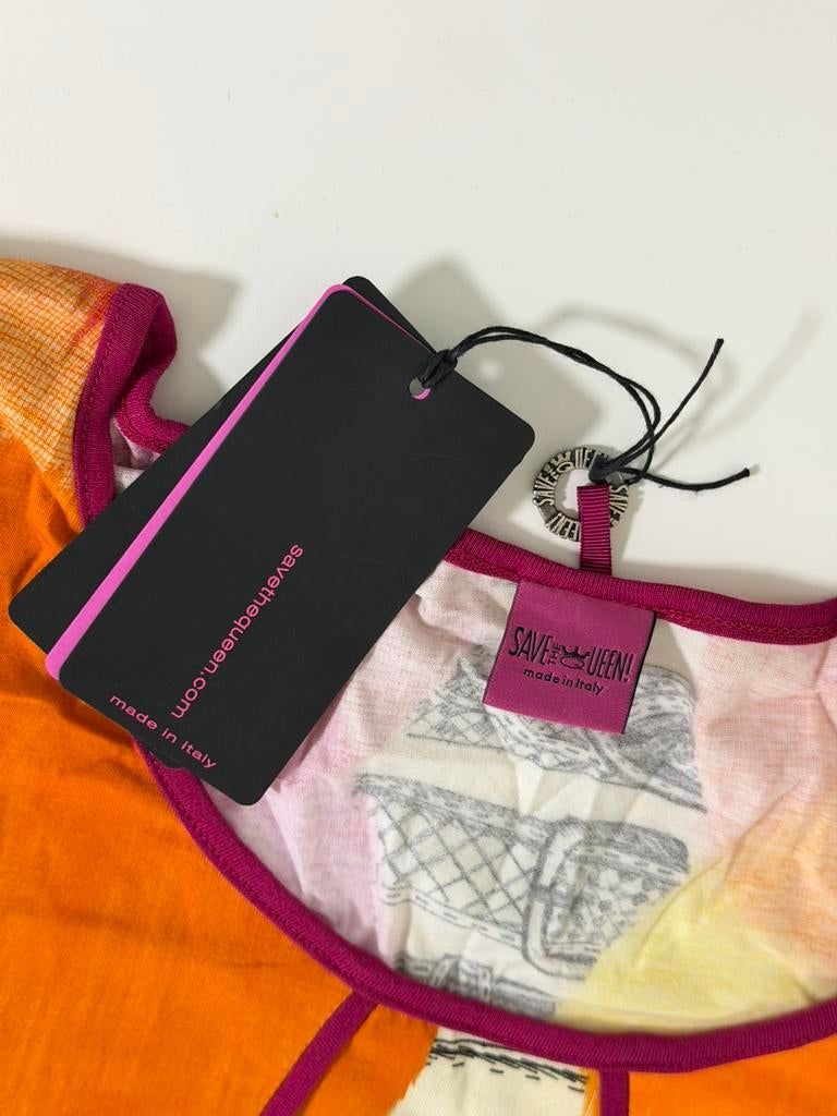 Save the Queen Y2K top vintage art print S NIEUW zeldzaam, Nieuw, Oranje, Ophalen of Verzenden, H