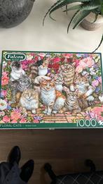 Falcon puzzel 1000 st floral cats, Ophalen of Verzenden, 500 t/m 1500 stukjes, Zo goed als nieuw
