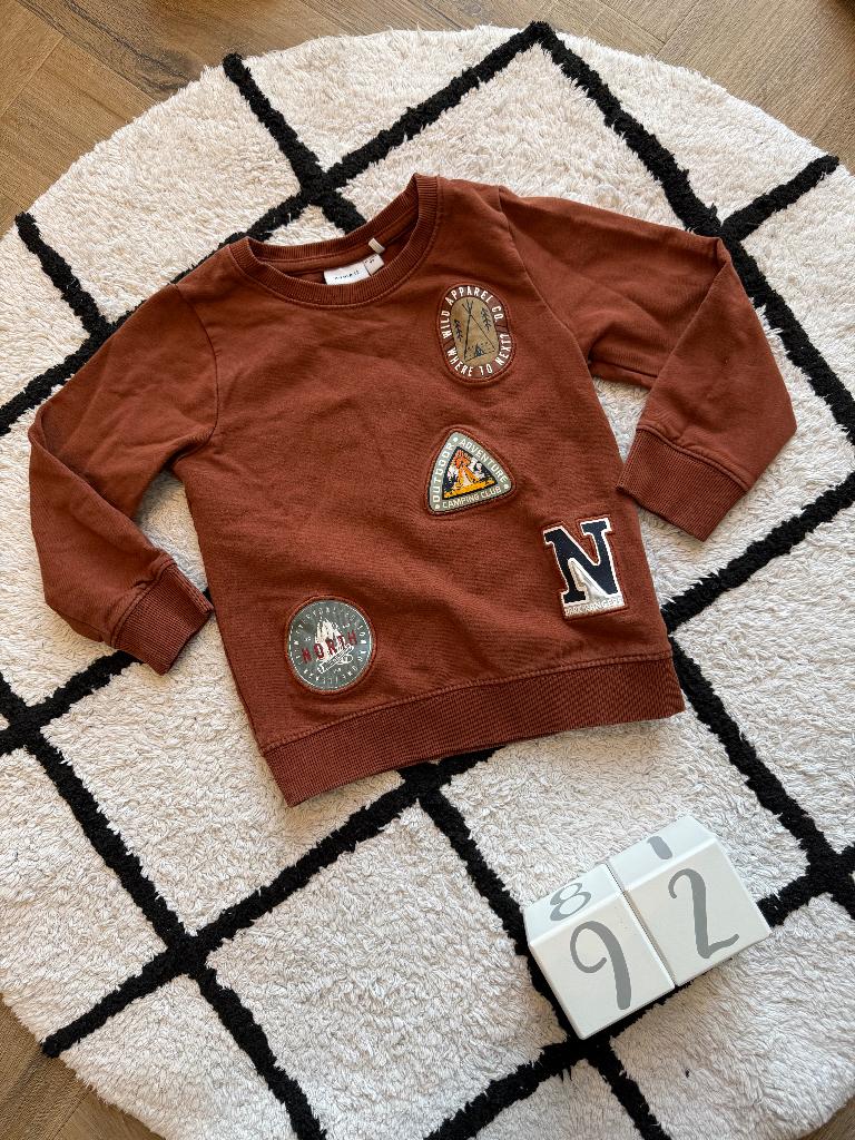 Heel goed bruin Name It sweater trui print hoodie 92 Name-It, Kinderen en Baby's, Kinderkleding | Maat 92, Jongen of Meisje, Trui of Vest