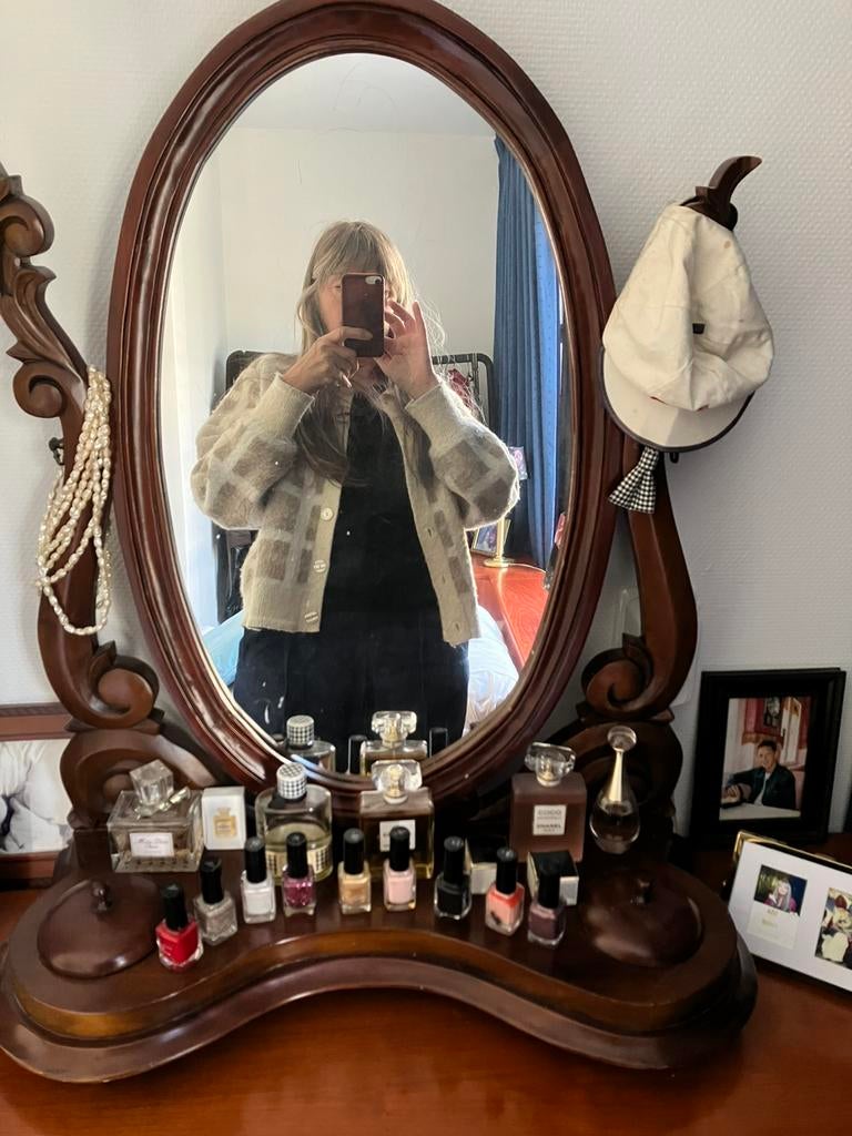 Kaptafel spiegel zeker 100 jaar oud, Ophalen, Rechthoekig