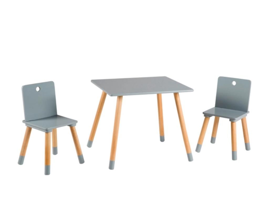 Kindertafel & stoelen lichtgrijs, Ophalen of Verzenden, Zo goed als nieuw