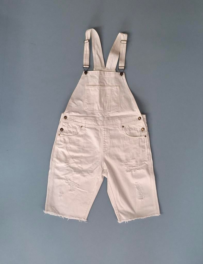 Witte korte tuinbroek van Pink Dolphin, maat 38, Kleding | Dames, Jumpsuits, Maat 38/40 (M), Wit, Ophalen of Verzenden, Gedragen