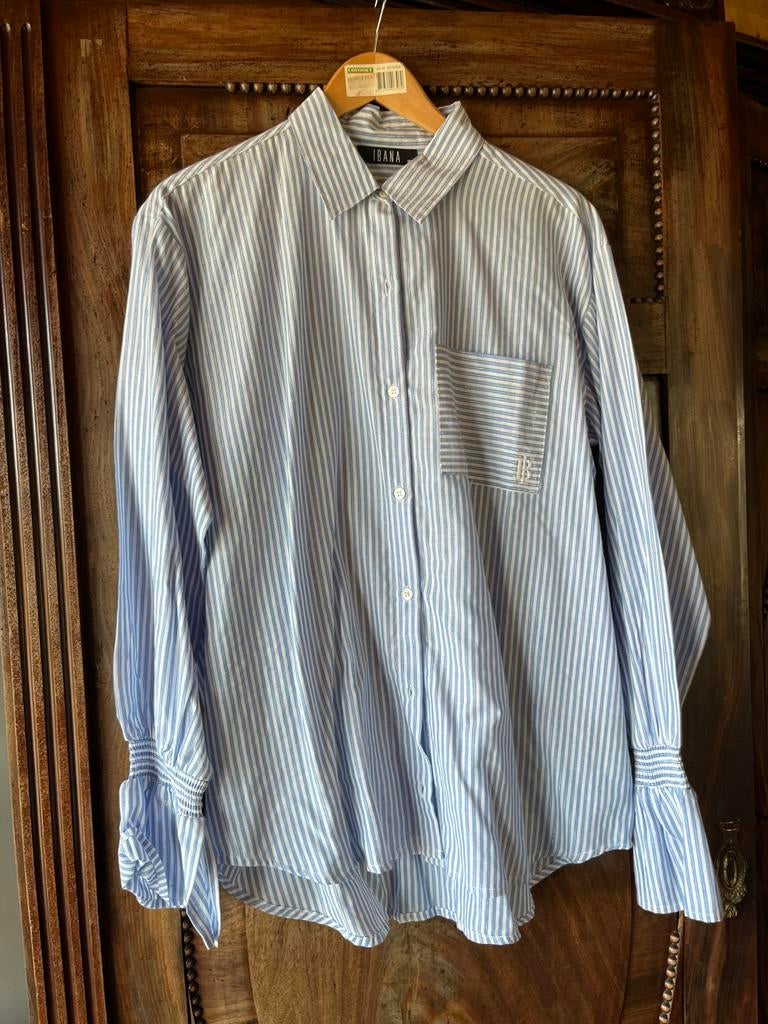 Blauw witte blouse van Ibana, Verzenden, Nieuw, Maat 38/40 (M), Blauw