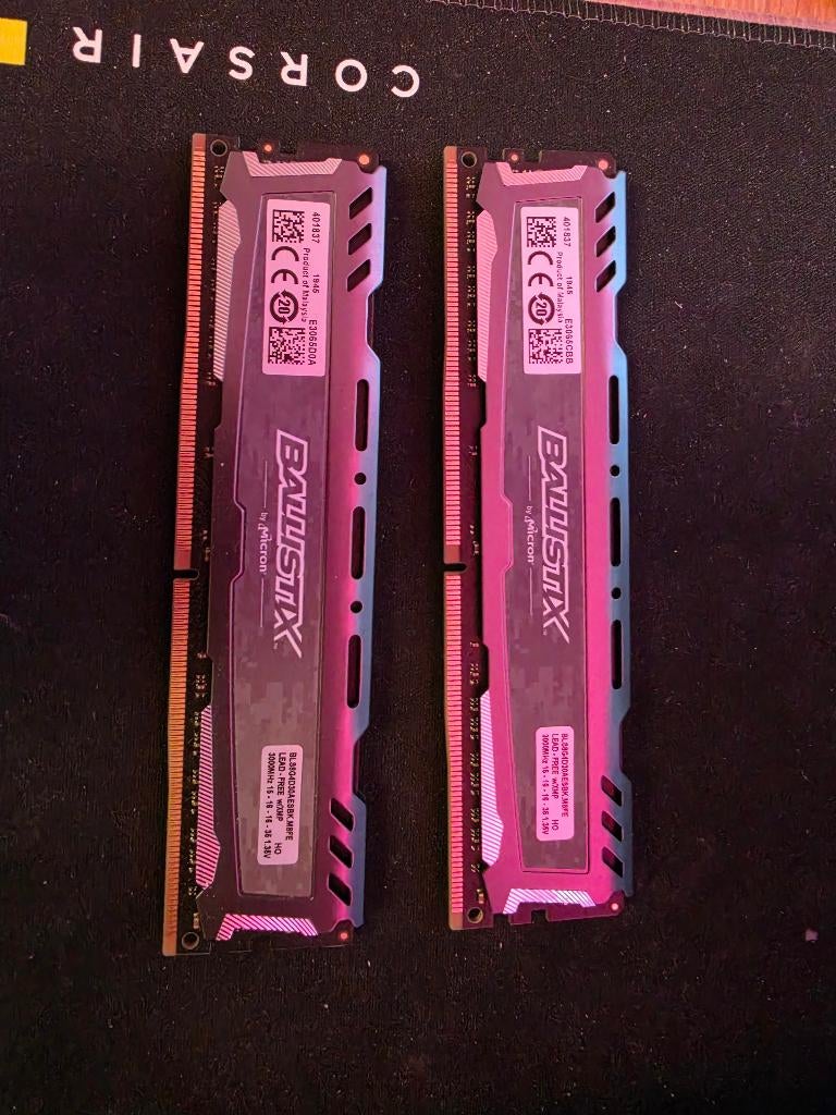 16GB DDR4 3000 Mhz (2x8GB) Crucial Ballistix -, Computers en Software, RAM geheugen, Ophalen, Gebruikt, DDR4, Desktop