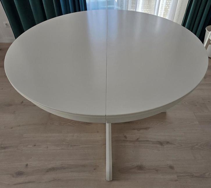 Uitschuifbare eettafel+4 stoelen IKEA Ingatorp wit 110/155, Huis en Inrichting, Tafels | Eettafels, Gebruikt, 100 tot 150 cm, 100 tot 150 cm