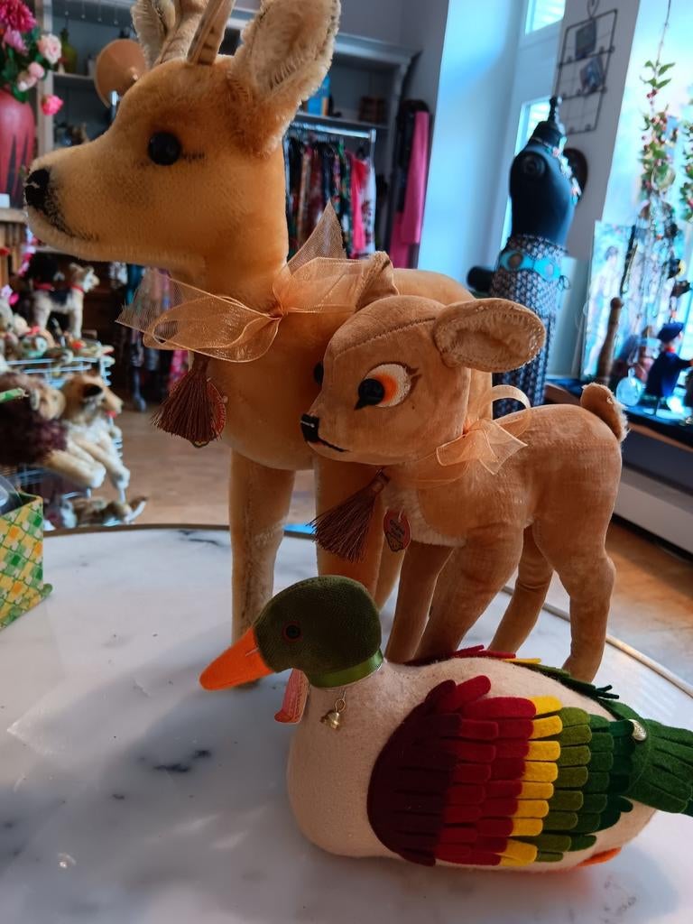 3 leuke oude Steiff Dieren, Antiek en Kunst, Antiek | Speelgoed, Ophalen of Verzenden