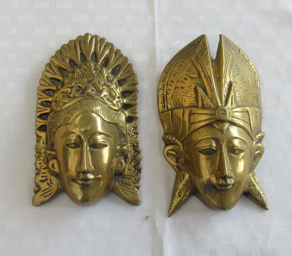 Koper / messing maskers Indonesië, Antiek en Kunst, Antiek | Koper en Brons, Ophalen of Verzenden