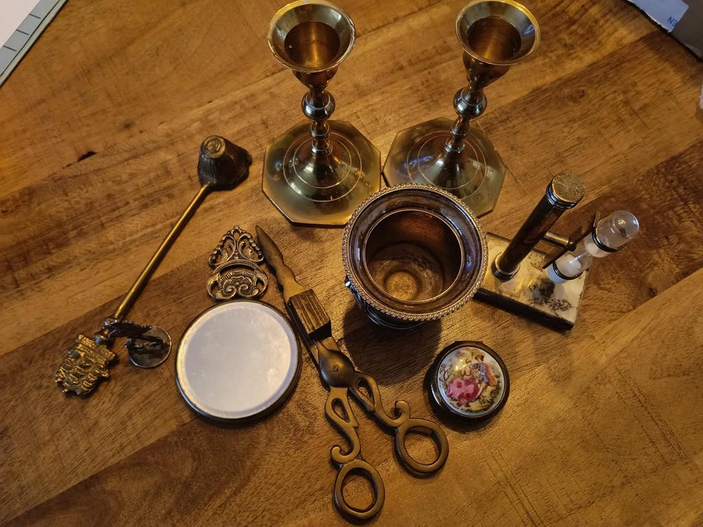 Diverse Ouderwetse Koperen Decoratie en Gebruiksvoorwerpen, Ophalen, Koper