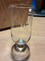 Kristalen geslepen bierglas met verzilverd voetje, Antiek en Kunst, Antiek | Glas en Kristal, Ophalen of Verzenden