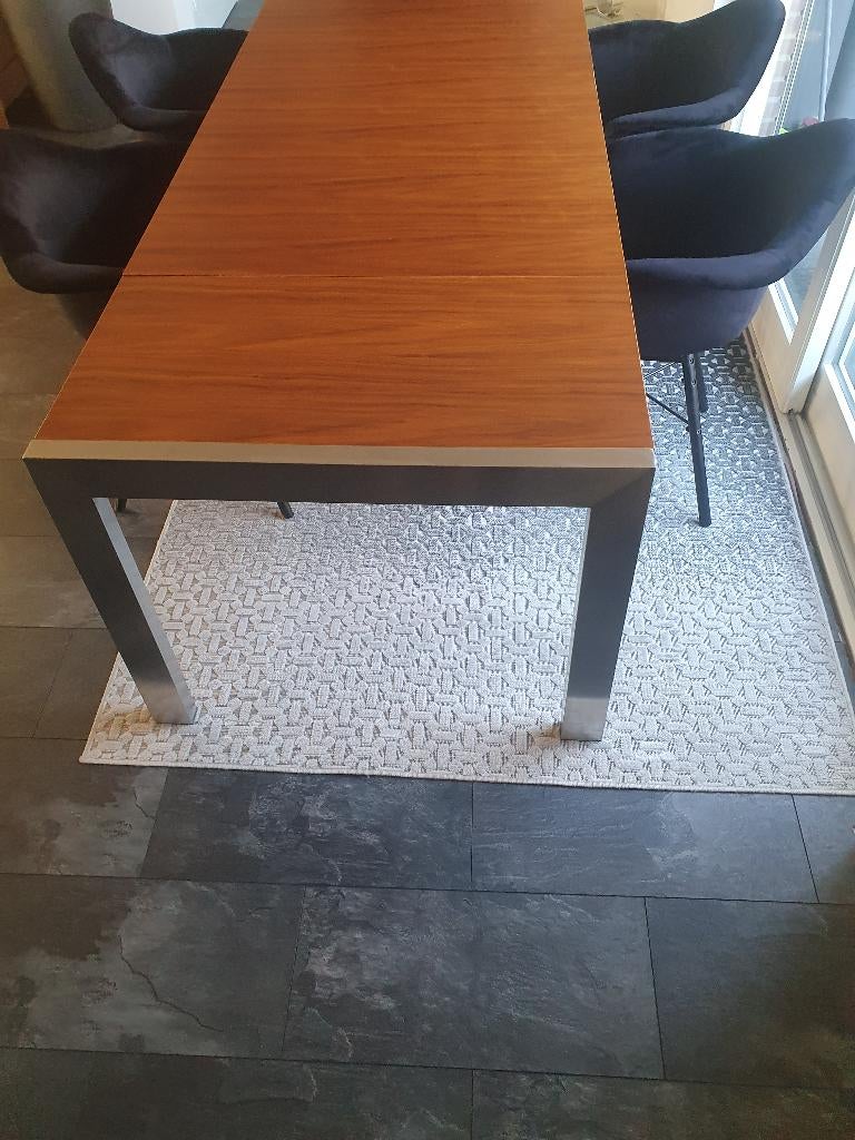 verlengbare bare tafel 170 cm of 215 cm, Huis en Inrichting, Tafels | Eettafels, Overige houtsoorten, Zo goed als nieuw, Vijf personen of meer