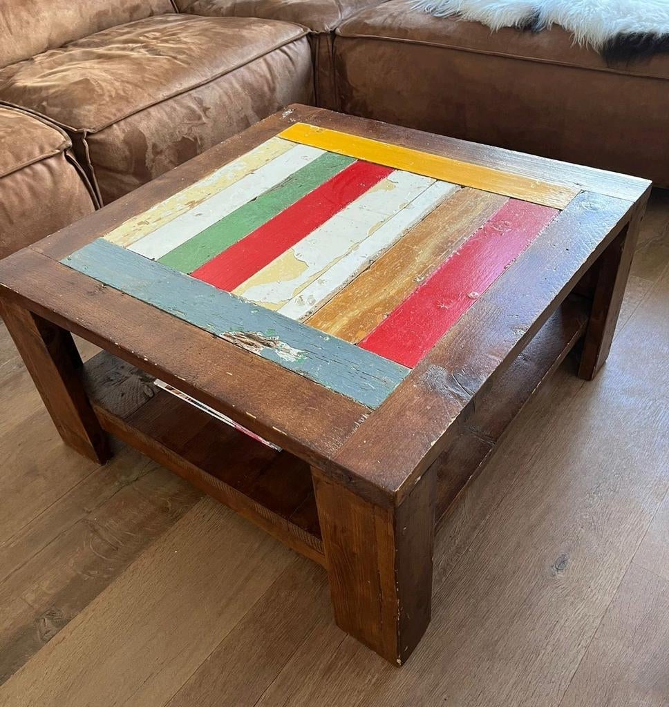 Salontafel met tijdschriftenplank 80x80x 40H, Huis en Inrichting, Tafels | Salontafels, Ophalen, Gebruikt, 50 tot 100 cm, Vierkant