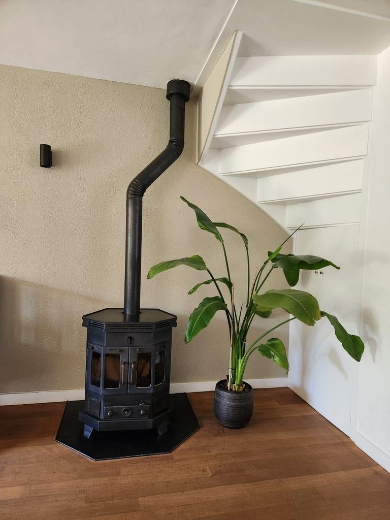 Barbas open haard met onderplaat en buis, Ophalen, Gebruikt, Inbouwhaard, Houthaard