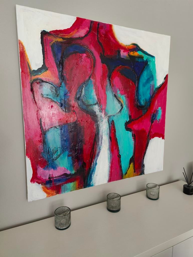 Schilderij van een kunstenaar in Ootmarsum waarde 1000 euro., Antiek en Kunst, Kunst | Schilderijen | Abstract, Ophalen