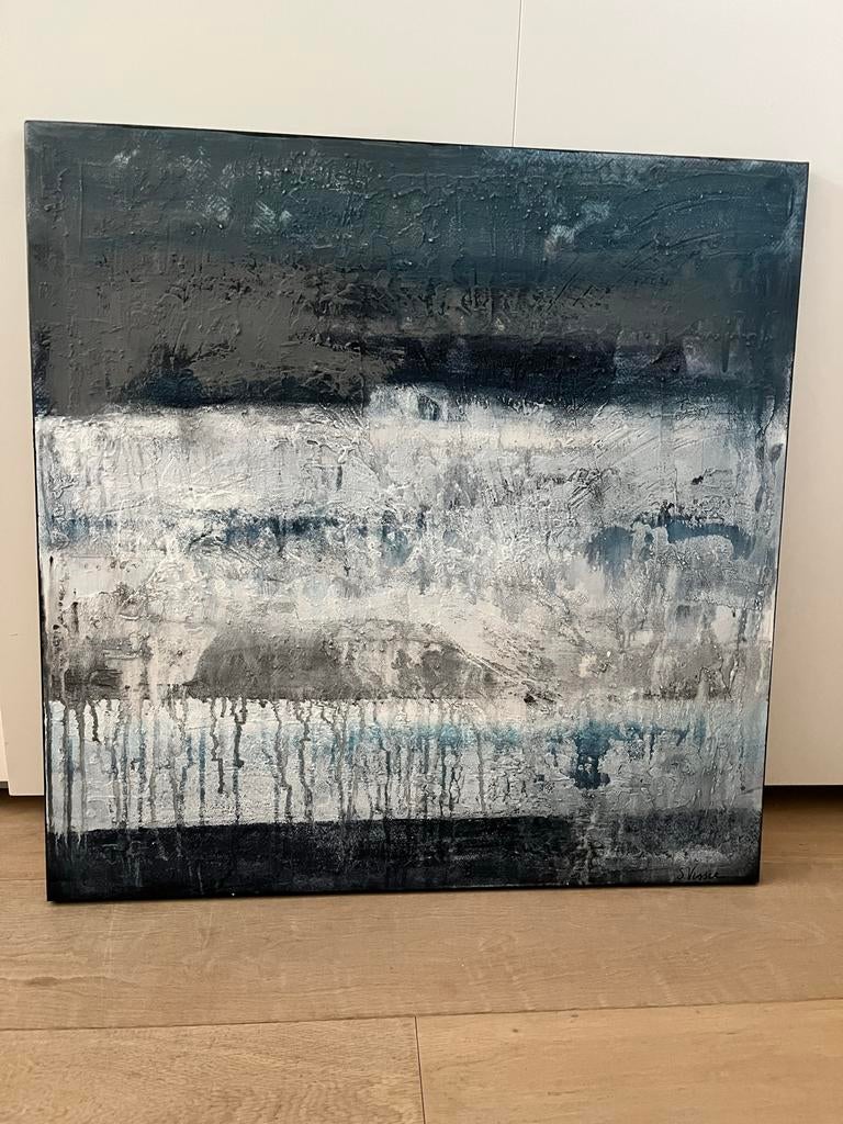 Abstract Schilderij - S. Visser - Moderne Kunst, Antiek en Kunst, Kunst | Schilderijen | Abstract, Ophalen