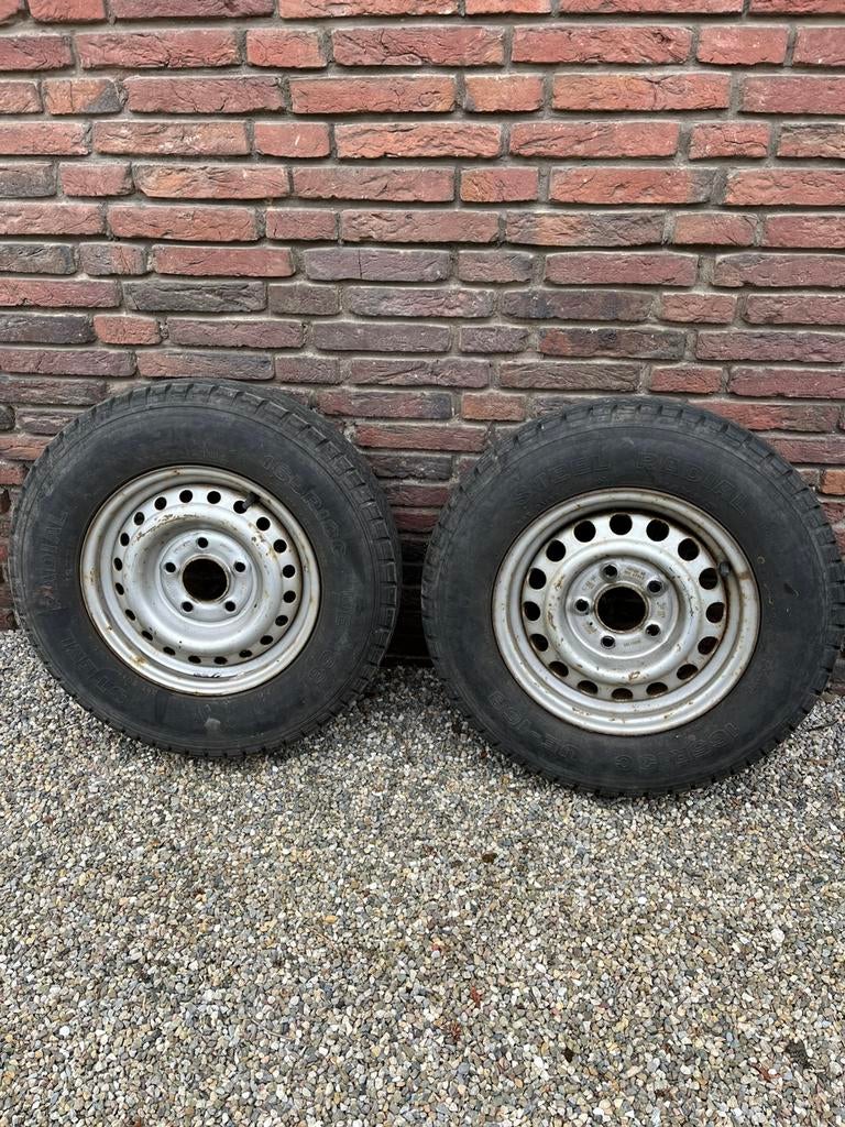 2  aanhangerwielen 165 R13 C, Auto-onderdelen, Banden en Velgen, Ophalen, 14 inch, Nieuw, Band(en)