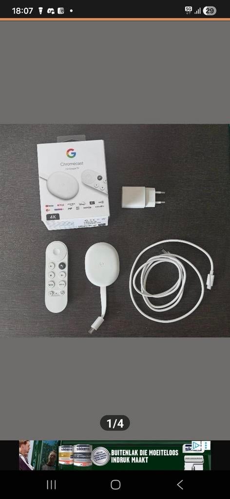 Google Chromecast met Google TV 4K, Audio, Tv en Foto, Mediaspelers, Ophalen of Verzenden, Zo goed als nieuw, HDMI, Zonder harde schijf