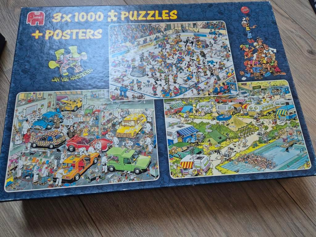 Jan van Haasteren Puzzels 3x1000 stukjes, Ophalen of Verzenden, 500 t/m 1500 stukjes, Gebruikt, Legpuzzel