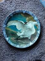 Groot Heinen Delfts Blauw wandbord met zwaan, 30 cm, Ophalen