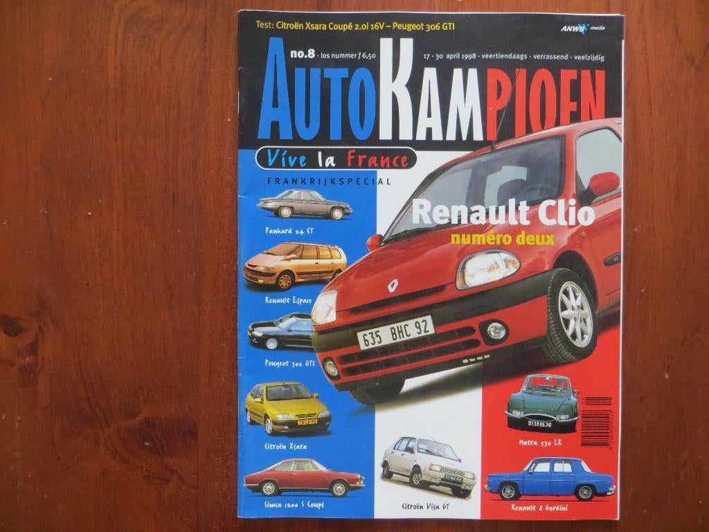 Autokampioen 8 1998 Vive la France Renault Clio (2), 530 LX, Boeken, Auto's | Folders en Tijdschriften, Ophalen of Verzenden, Nieuw