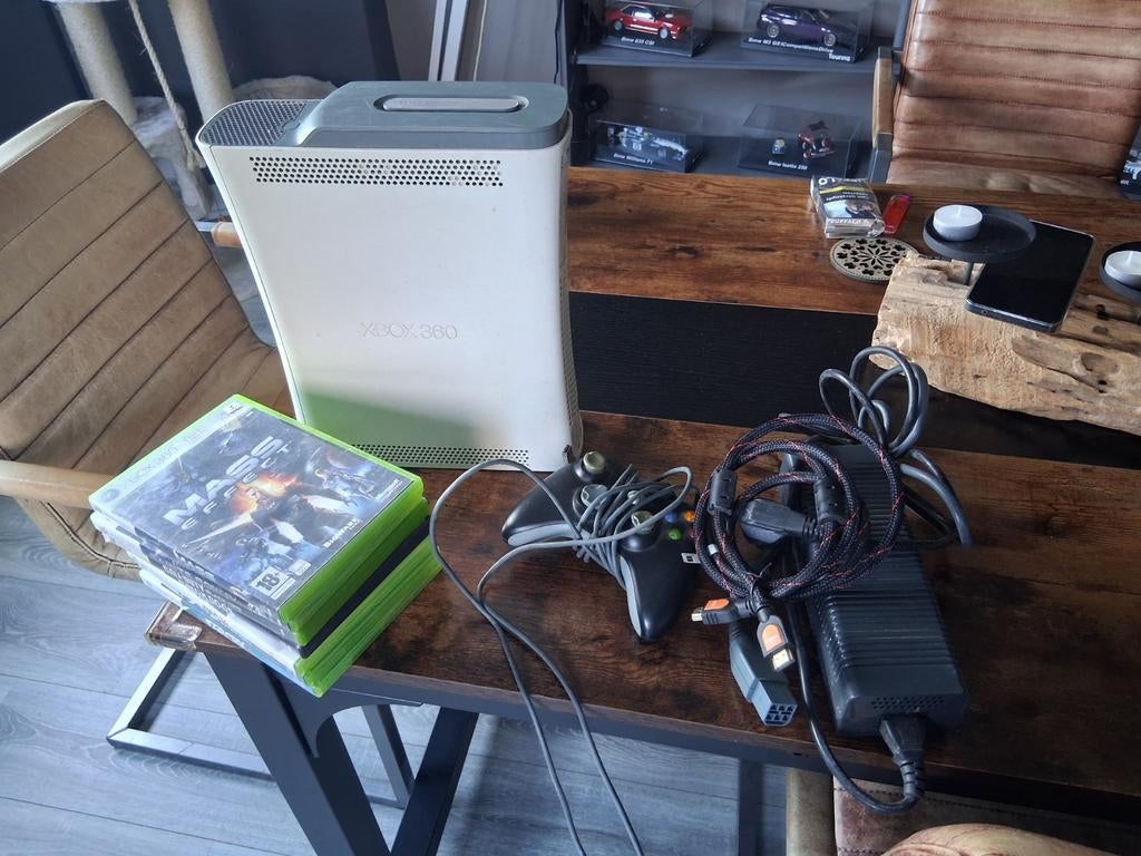 Xbox 360 met 60GB HDD, controller en games, Ophalen of Verzenden, Gebruikt, Met 1 controller