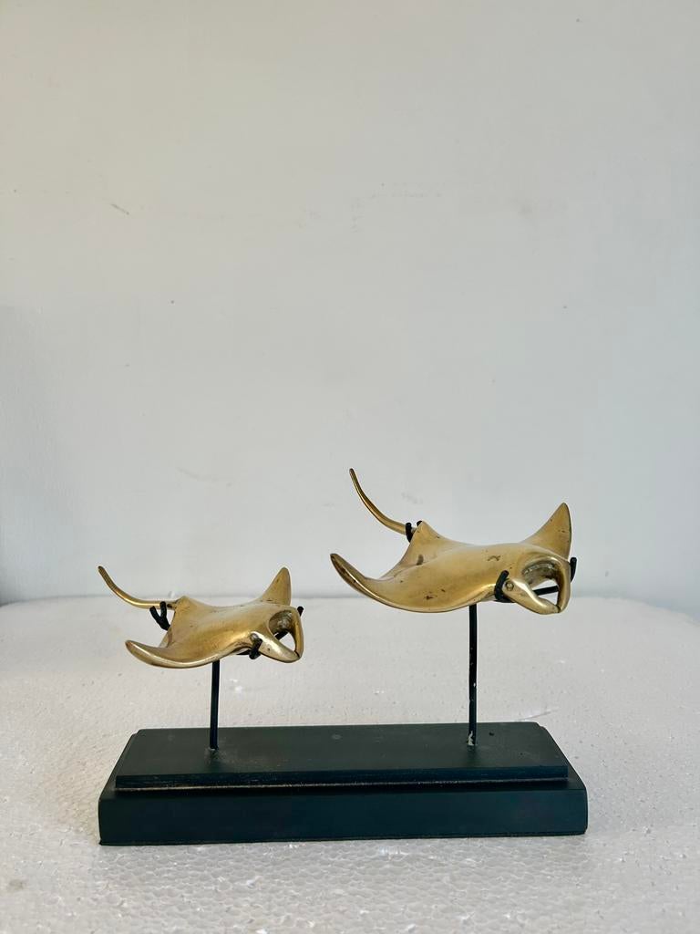 Paar prachtig bronzen Roggen, Manta Rays Kunst & Design, Ophalen of Verzenden