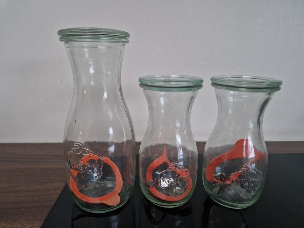 3 stuks WECK flessen / potjes met deksel, Ophalen of Verzenden, Zo goed als nieuw, Overige merken, Glas