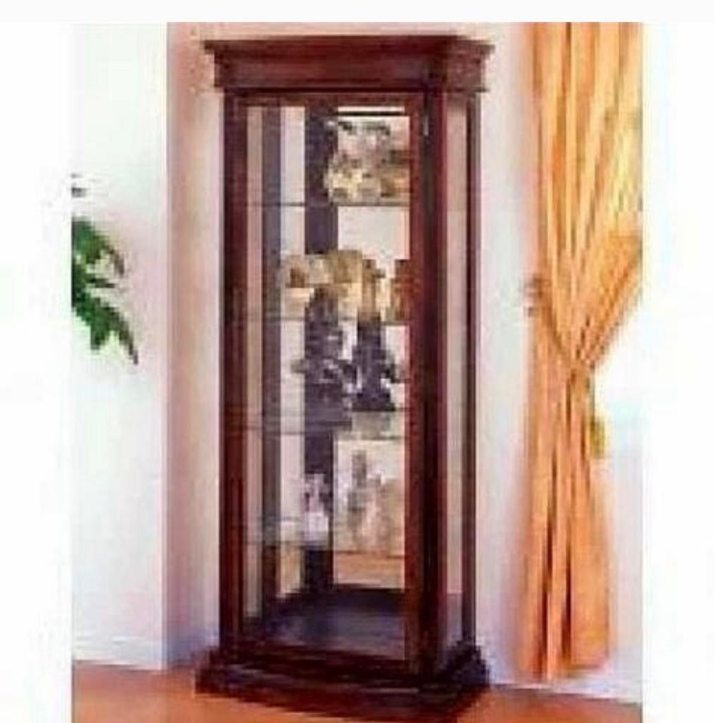 Kersen / eiken vitrinekast, Huis en Inrichting, Kasten | Vitrinekasten, Ophalen, Gebruikt, 50 tot 100 cm, Kersenhout