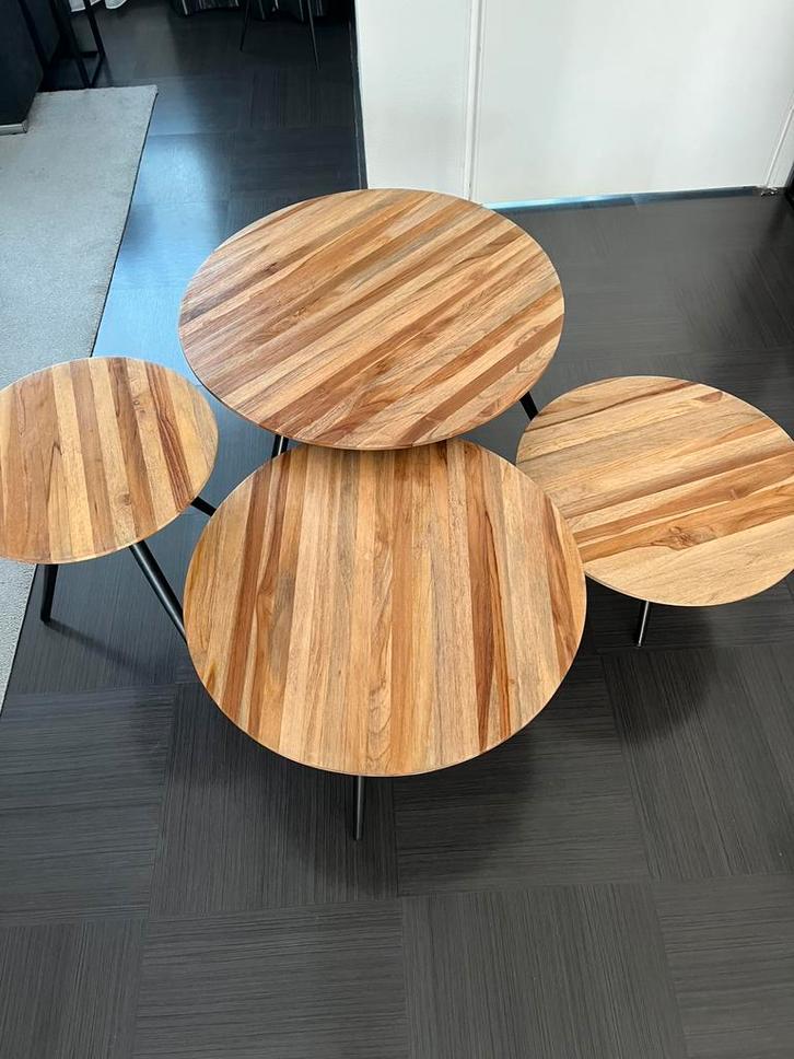 Salontafels, Huis en Inrichting, Tafels | Salontafels, Zo goed als nieuw, Minder dan 50 cm, 50 tot 100 cm, Rond, Eikenhout, Ophalen