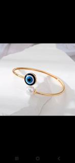 Gouden Armband met Boze Oog en Parel, Overige materialen, Nieuw, Ophalen of Verzenden, Met bedels of kralen
