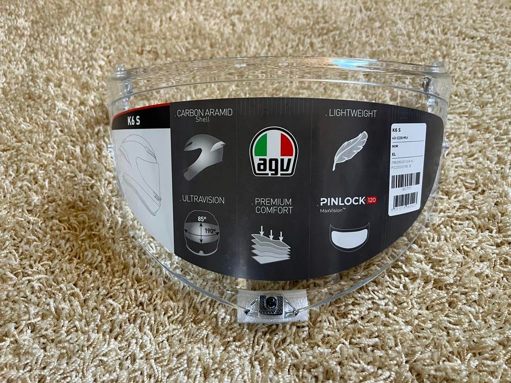 vizier ultravision agv K6 S carbon aramid pinlock mt. XL, Motoren, Kleding | Motorhelmen, Nieuw met kaartje, XL, AGV, Overige typen