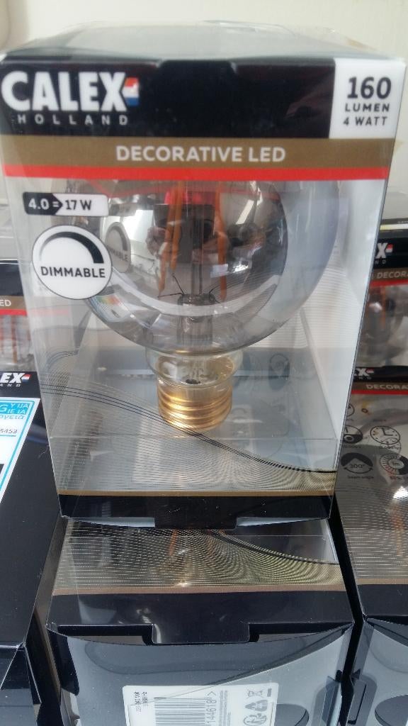 nieuwe Calex titanium G80 Globe lamp 160lm dimbaar, Ophalen, Nieuw, E27 (groot), Led-lamp