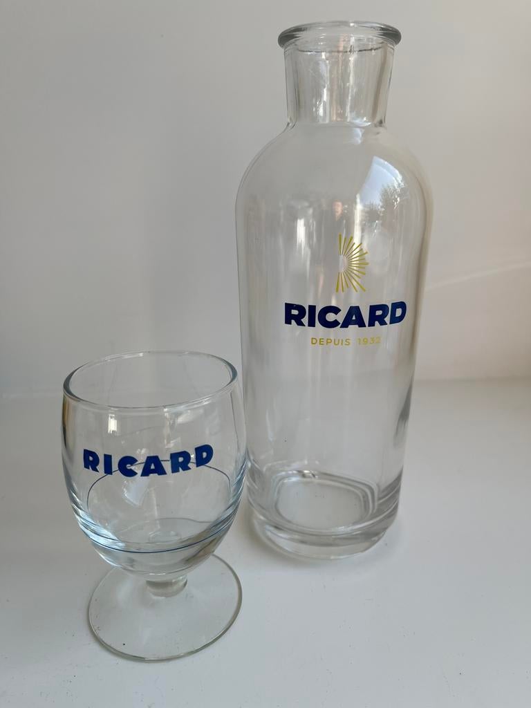 Ricard waterfles en glas aperitief, Verzamelen, Glas en Borrelglaasjes, Ophalen of Verzenden, Zo goed als nieuw, Overige typen
