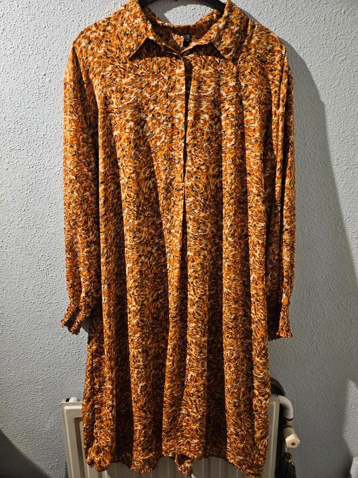 Dames blousejurk met print., Kleding | Dames, Jurken, Zo goed als nieuw, Maat 46/48 (XL) of groter, Oranje, Knielengte, Ophalen of Verzenden