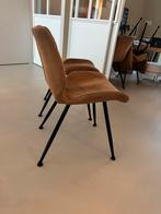 6 eettafel stoelen (camel) bruin, Ophalen, Gebruikt, Bruin, Stof