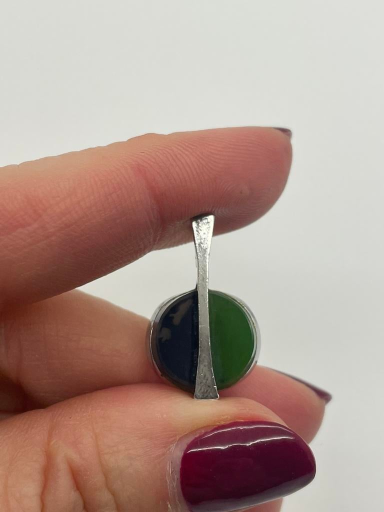 C664 Prachtige zilveren hanger onyx jade, Sieraden, Tassen en Uiterlijk, Antieke sieraden, Ophalen of Verzenden, Zilver, Hanger