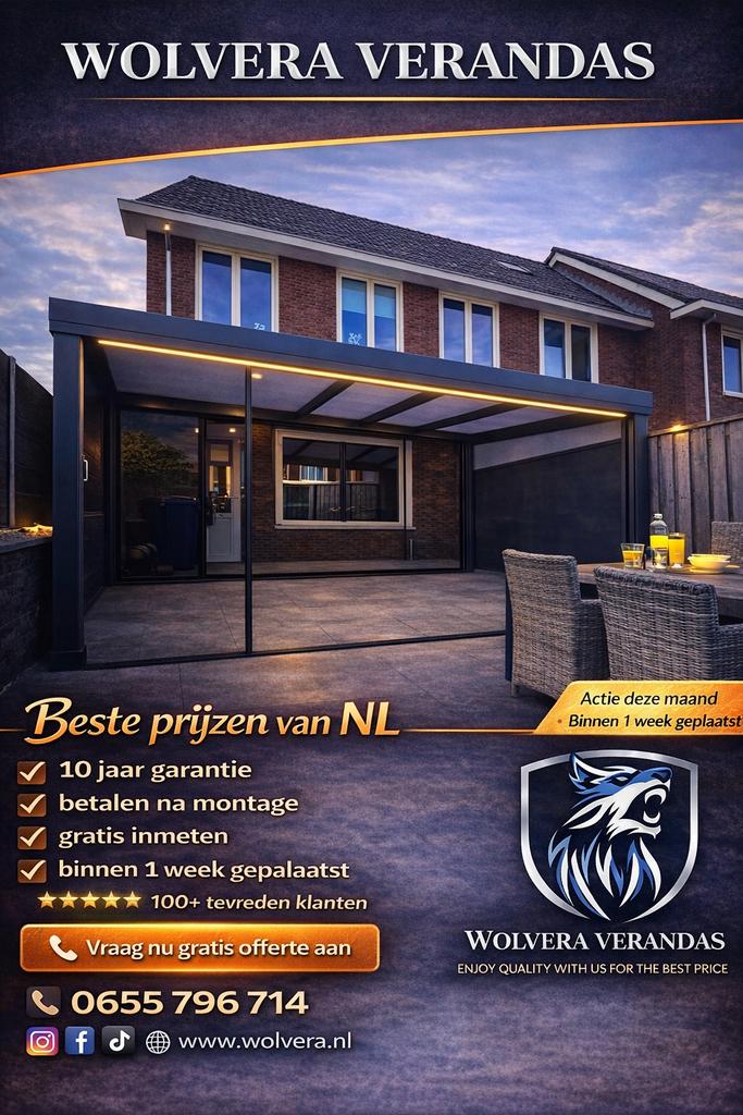 Veranda overkapping carpoort serre tuinkamer nieuw 2026modeL, Ophalen of Verzenden, Nieuw, Veranda