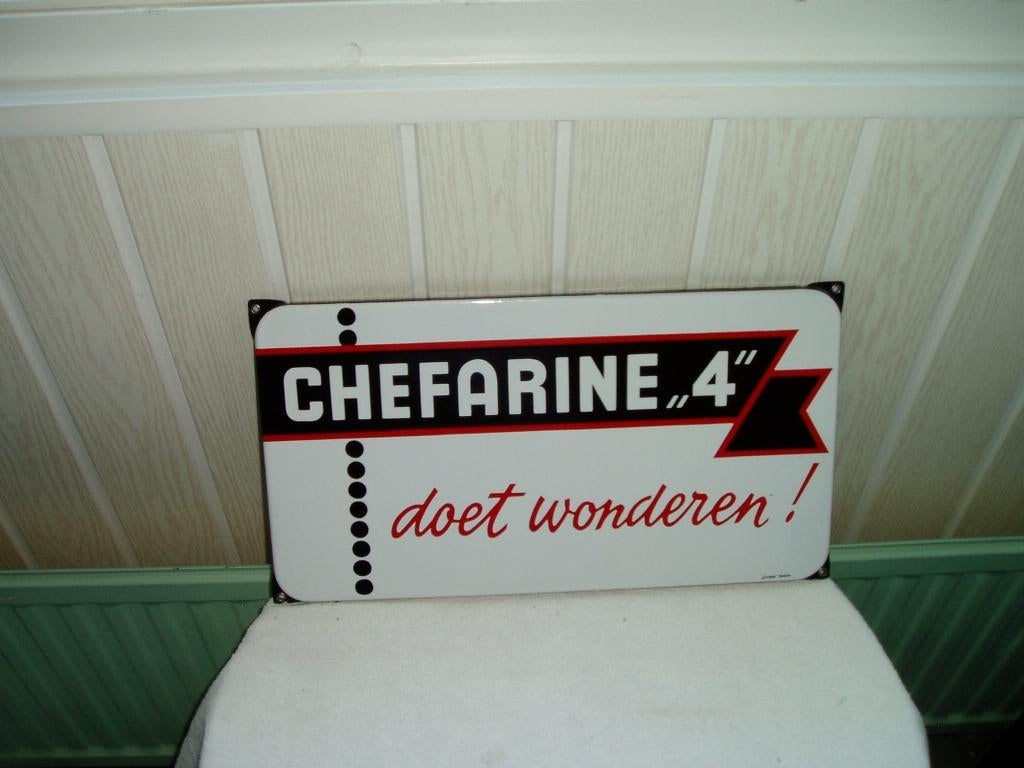 Chefarine 4 doet wonderen Emaille, Ophalen, Gebruikt, Reclamebord