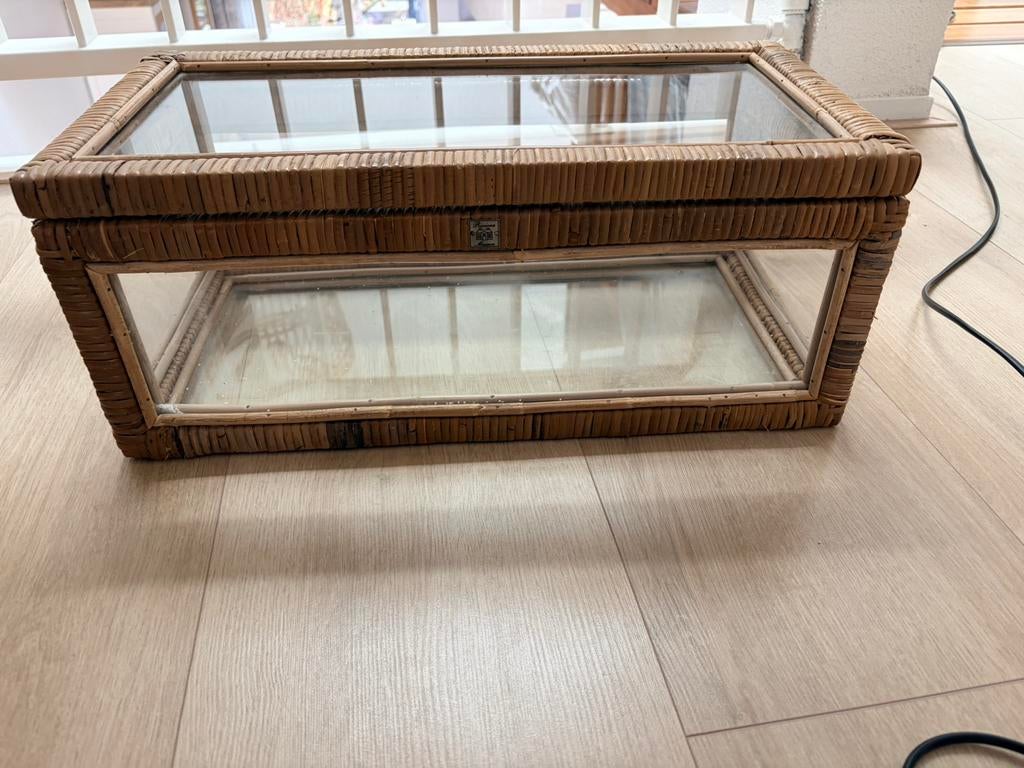 Riviera Maison Rustic Rattan Glass Box maat M, Ophalen, Zo goed als nieuw