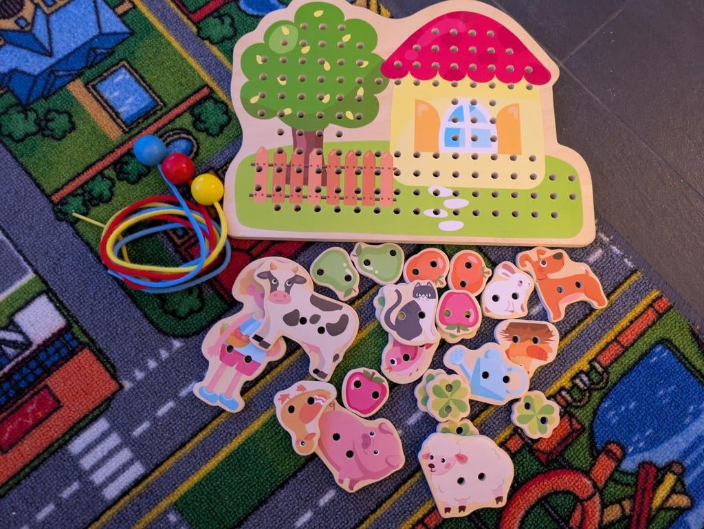 Playtive Rijgspel boerderij met dieren speelgoed, Kinderen en Baby's, Speelgoed | Educatief en Creatief, Ophalen of Verzenden