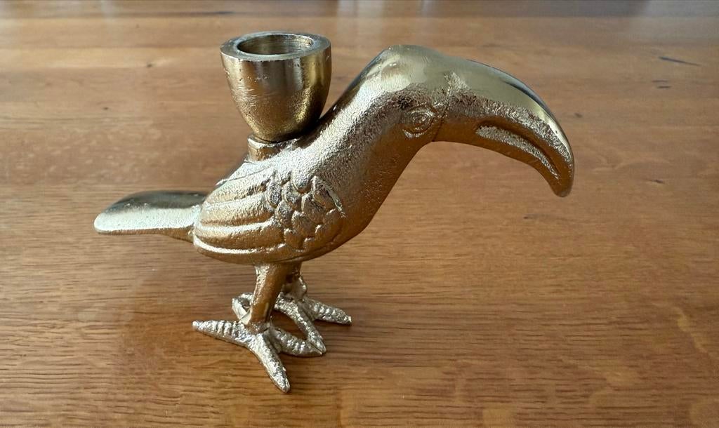 Goudkleurige kakatoe kaarsenkandelaar, Ophalen of Verzenden, Overige materialen