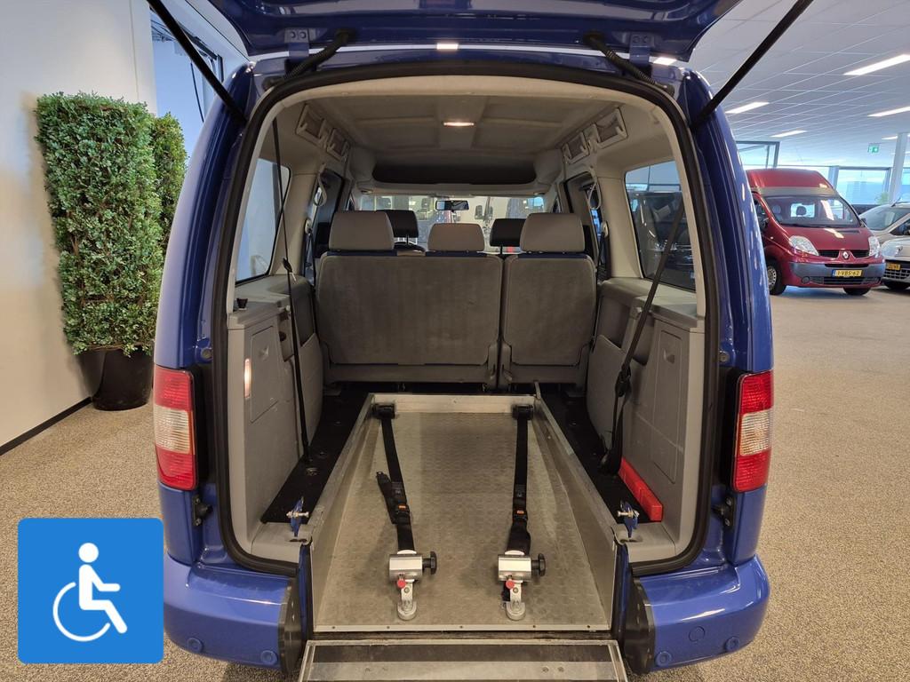 Volkswagen Caddy Maxi Rolstoelauto 5+1 (airco), Auto's, Gebruikt, Blauw, Handgeschakeld, 1040 kg