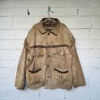 Vintage Jas M 56/58 XL Licht Bruin Leer Cowboy Style Franjes, Bruin, Maat 56/58 (XL), Front Line, Ophalen of Verzenden