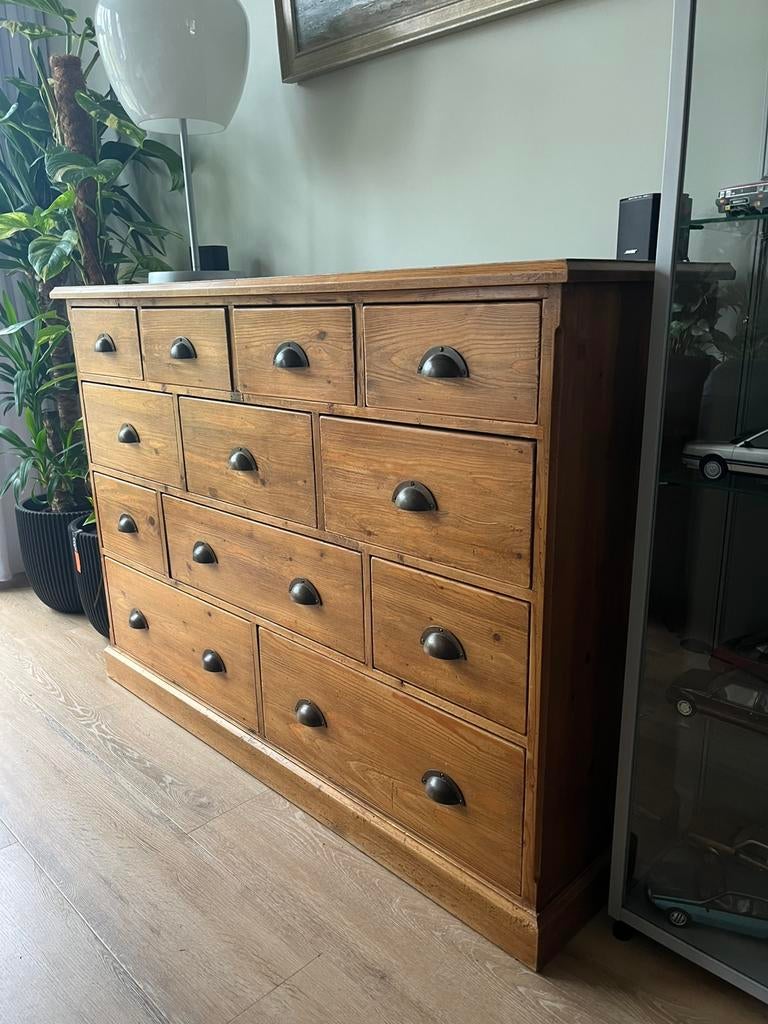 Grenen ladekast | apothekerskast |, Ophalen, 5 laden of meer, 50 tot 100 cm, Zo goed als nieuw